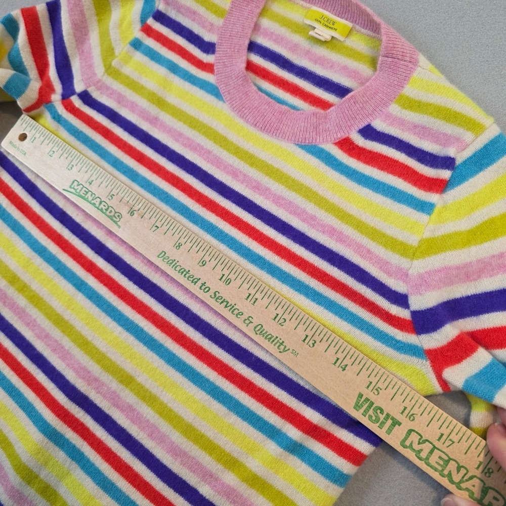 J. Crew Womens 100% Cashmere Rainbow Stripe Crewneck Sweater Multi Color Small - Picture 6 of 7